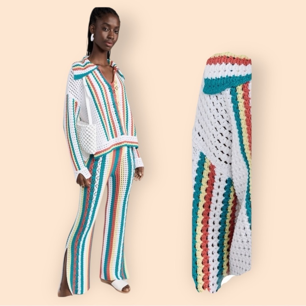 Solid & Striped colorful crochet knit Lola pants NWT $248 - Picture 8 of 12
